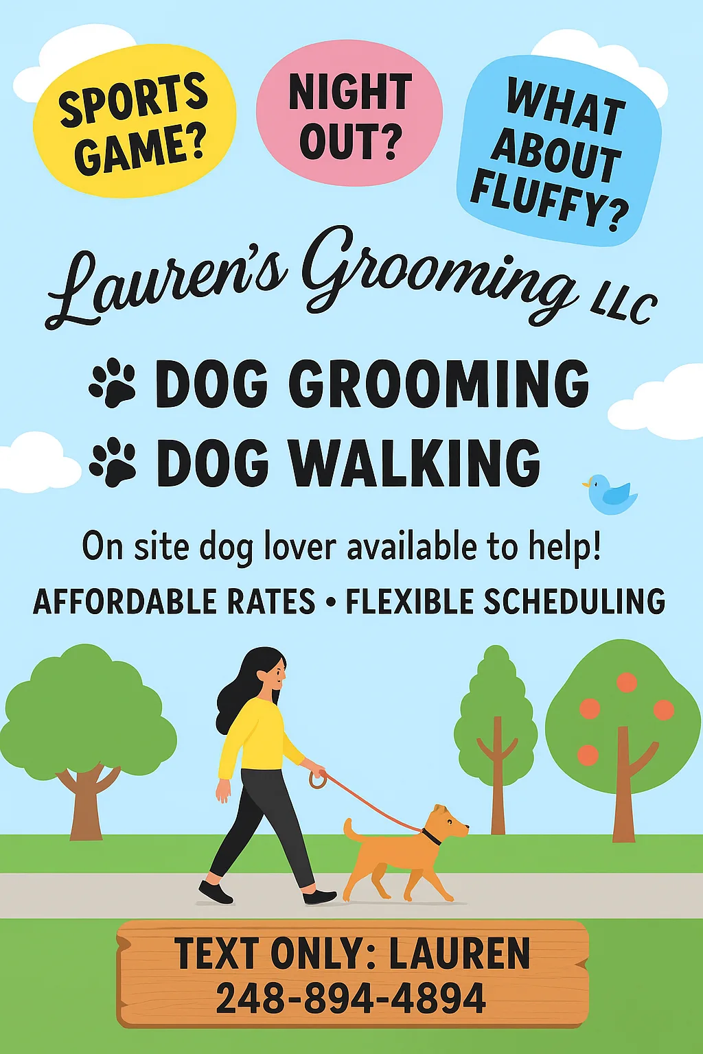 lauren dog grooming service flyer